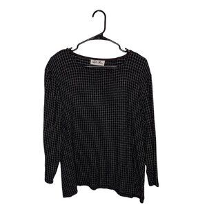 Phyllis Maxx Checkered Black Long Sleeve Blouse